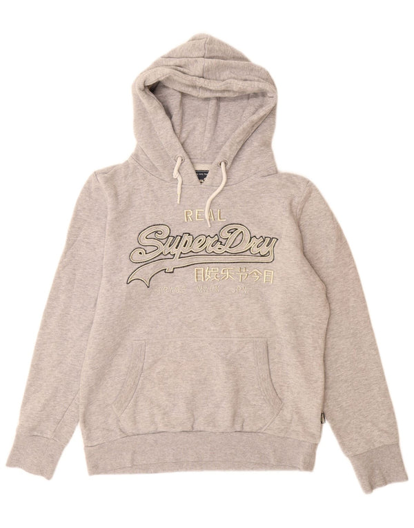 SUPERDRY Γυναικείο φόρεμα με κουκούλα UK 14 Large Grey Flecked βαμβακερό