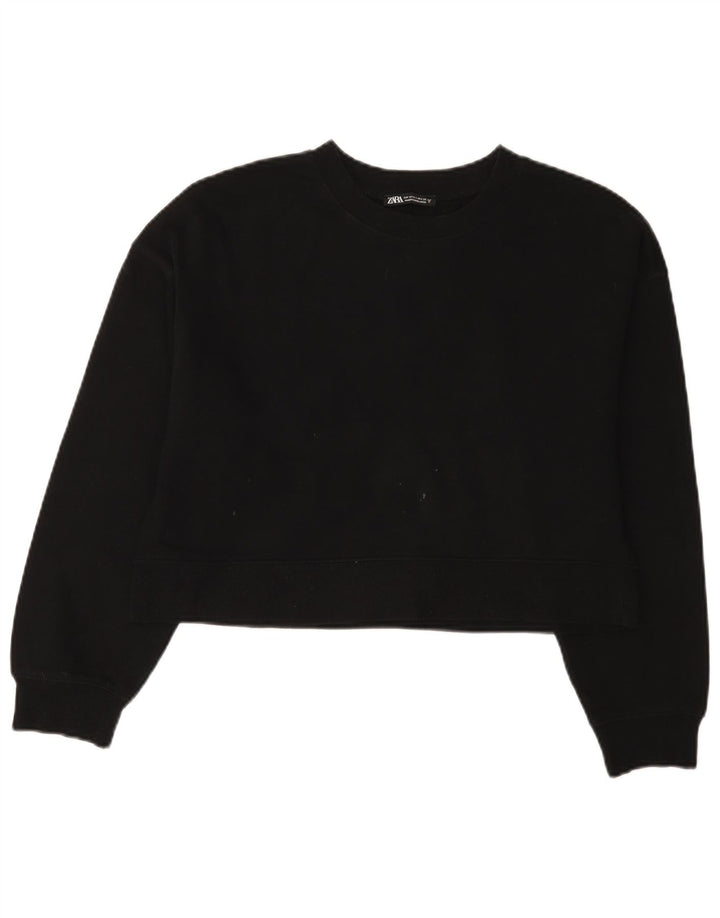 Zara Γυναικεία φούτερ μεγάλης έκτασης Crop Jumper UK 10 Small Black