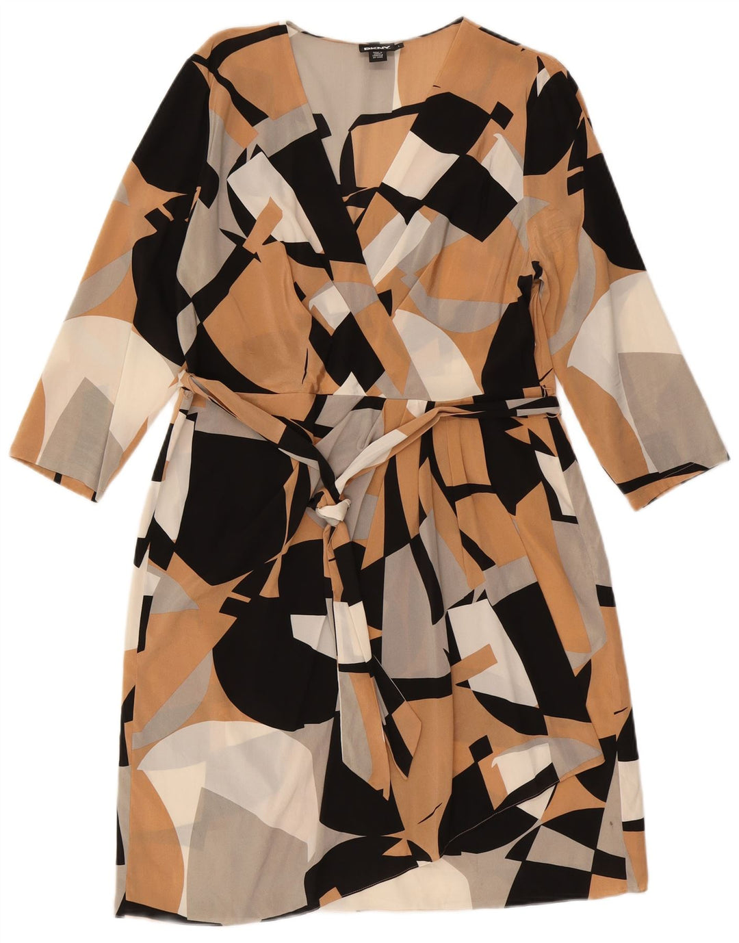 DKNY Γυναικείο φόρεμα με μανίκια 3/4 UK 14 Μεγάλο πολύχρωμο γεωμετρικό