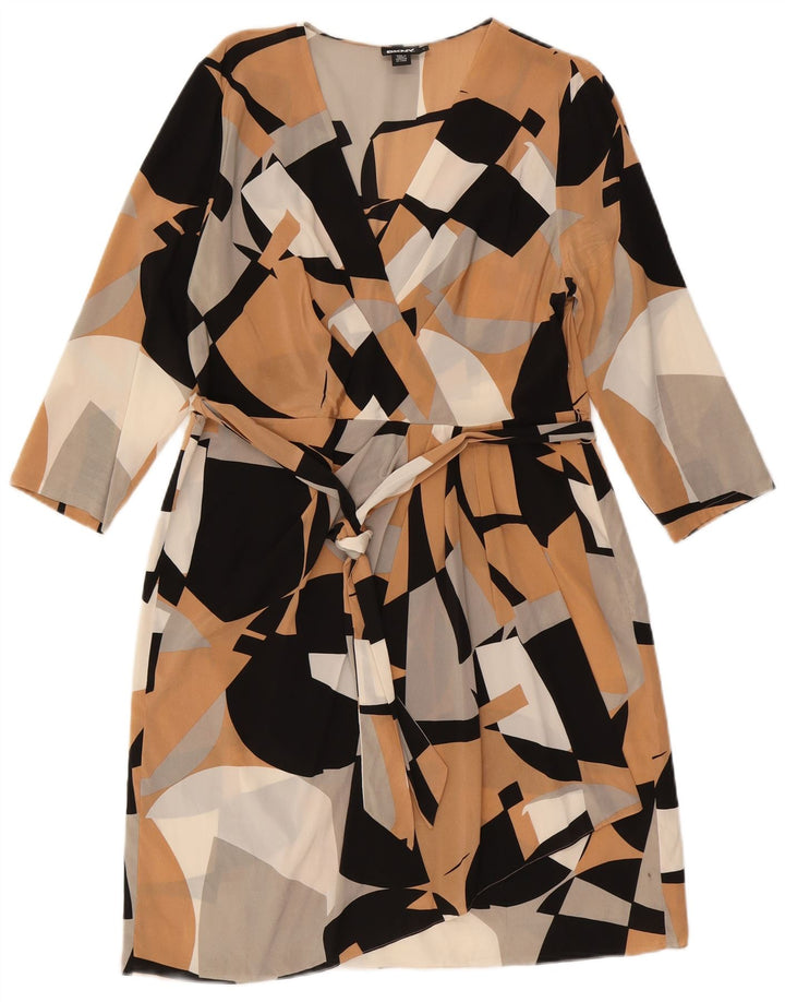 DKNY Γυναικείο φόρεμα με μανίκια 3/4 UK 14 Μεγάλο πολύχρωμο γεωμετρικό