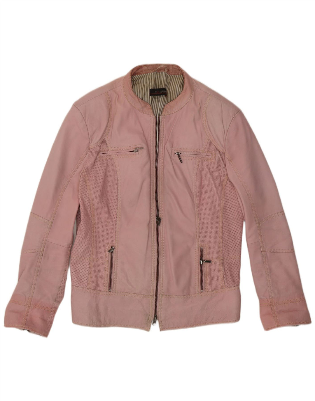 Cabrini Γυναικείο Δερμάτινο Μπουφάν Racer UK 14 Large Pink Leather