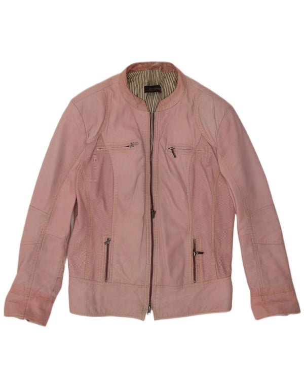 Cabrini Γυναικείο Δερμάτινο Μπουφάν Racer UK 14 Large Pink Leather