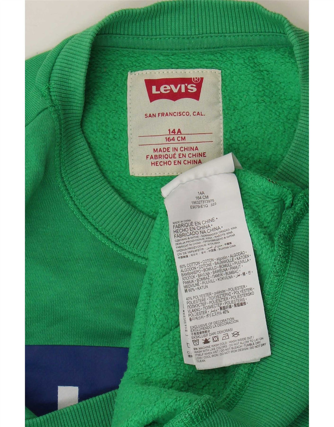 Γραφικό φούτερ Levi's Boys Jumper 13-14 ετών Πράσινο βαμβακερό