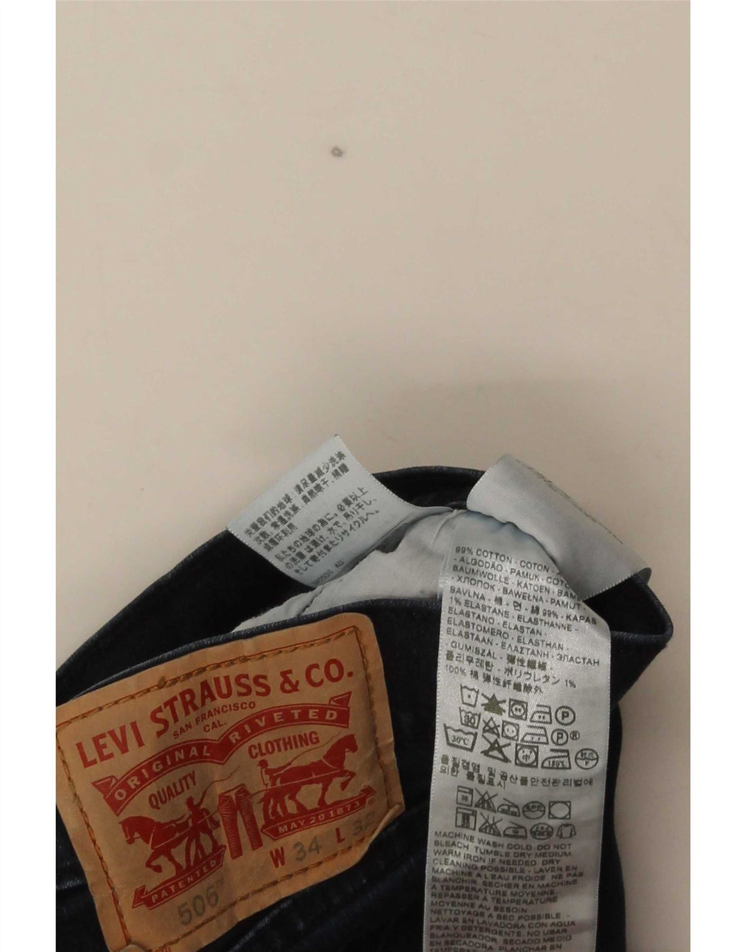 Levi's Mens 506 Straight Jeans W34 L32 Navy Blue Cotton