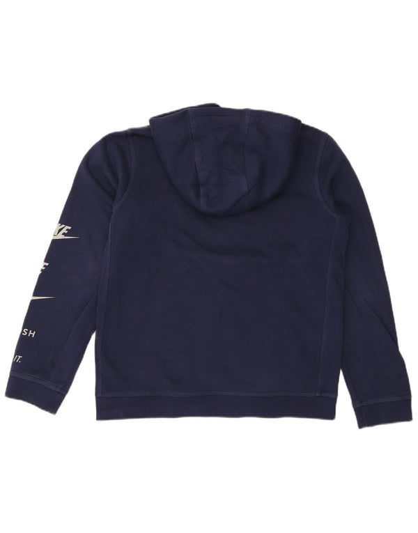 Nike Boys Graphic Regular Fit Hoodie Jumper 13-14 Years XL Navy Blue Cotton