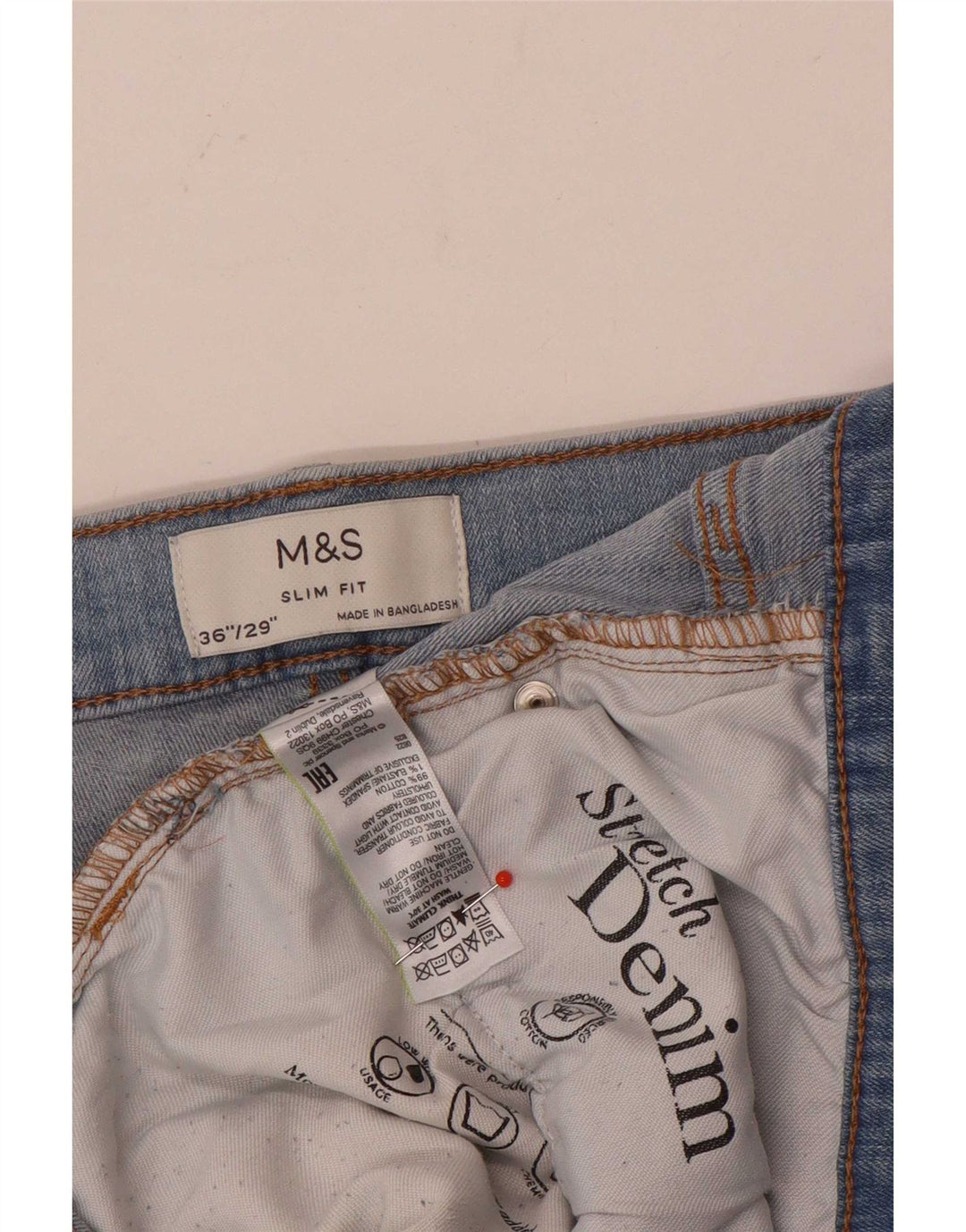 Marks & Spencer Ανδρικό Slim Jeans W36 L29 Μπλε βαμβακερό