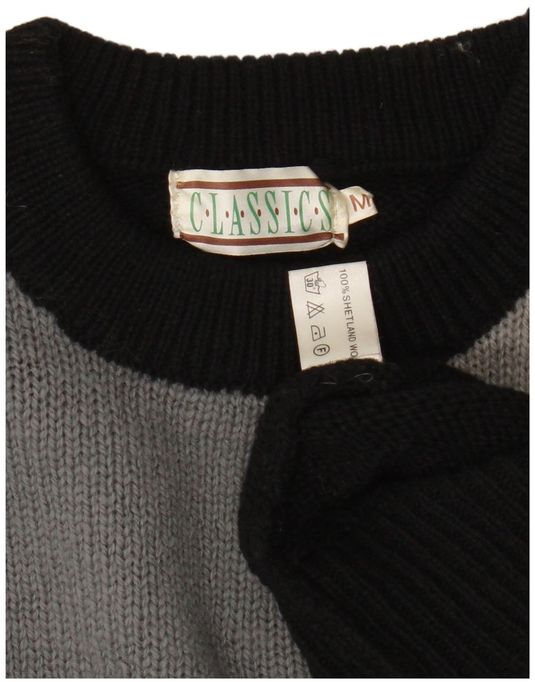 Classics γυναικείο πουλόβερ με λαιμόκοψη UK 14 Medium Black Colourblock