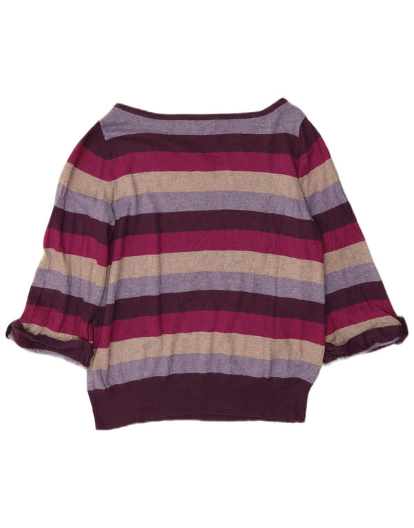 Marks & Spencer Γυναικείο πουλόβερ με λαιμόκαυστο UK 14 Medium Purple ριγέ