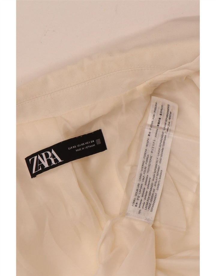 Zara Γυναικείο Μπουφάν Blazer με διπλό στήθος UK 6 XS Λευκός Πολυεστέρας