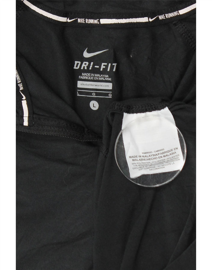 Nike γυναικείο Dri Fit με φερμουάρ με λαιμόκοψη μακρυμάνικο UK 14 μεγάλο μαύρο πολυεστέρα