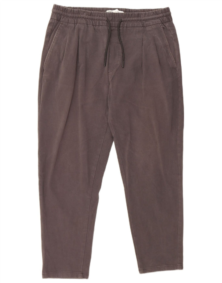 Ανδρικό παντελόνι Zara με καρφίτσες Cropped W32 L25 Γκρι βαμβακερό