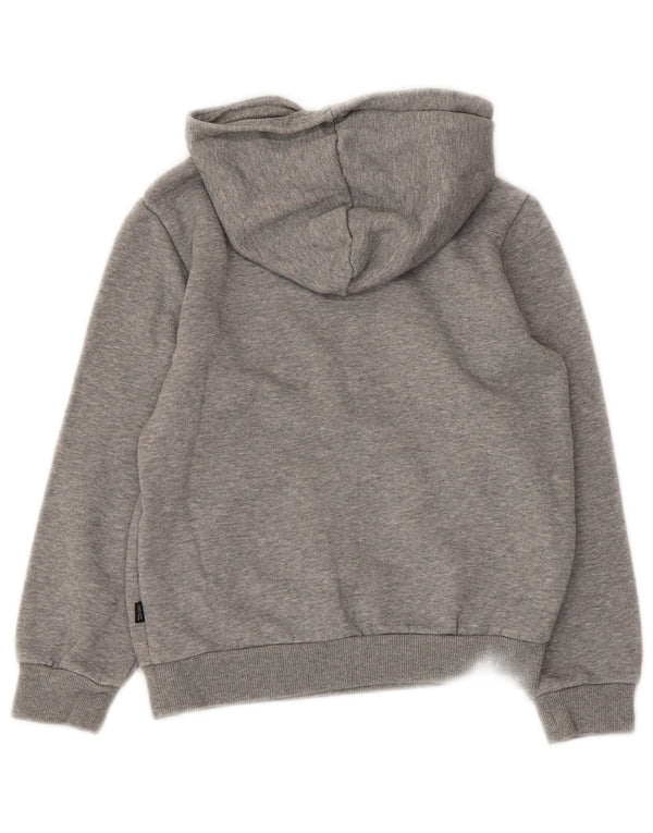 Puma Boys Graphic Hoodie Jumper 9-10 Years Grey Flecked Cotton
