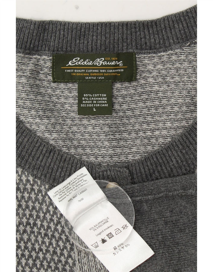 EDDIE BAUER Γυναικείο πουλόβερ ζακέτα UK 14 μεγάλο γκρι βαμβακερό
