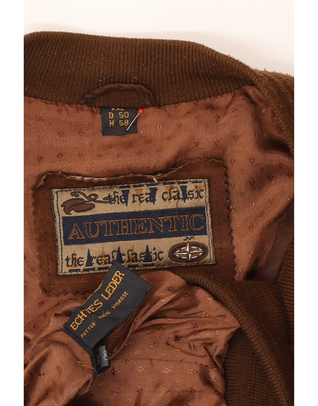Αυθεντικό Ανδρικό Suede Bomber Jacket UK 44 2XL καφέ δέρμα