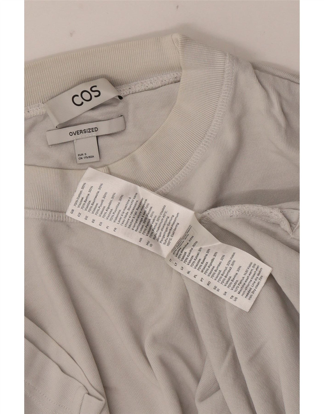 Ανδρικό μπλουζάκι Cos Oversized Μπλουζάκι Μικρό σε λευκό βαμβακερό
