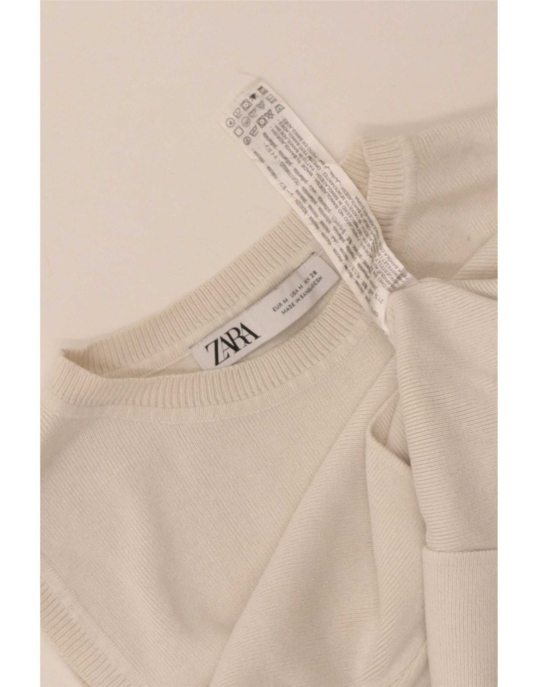 Zara Γυναικείο Crop Vest Top UK 12 Medium White Viscose