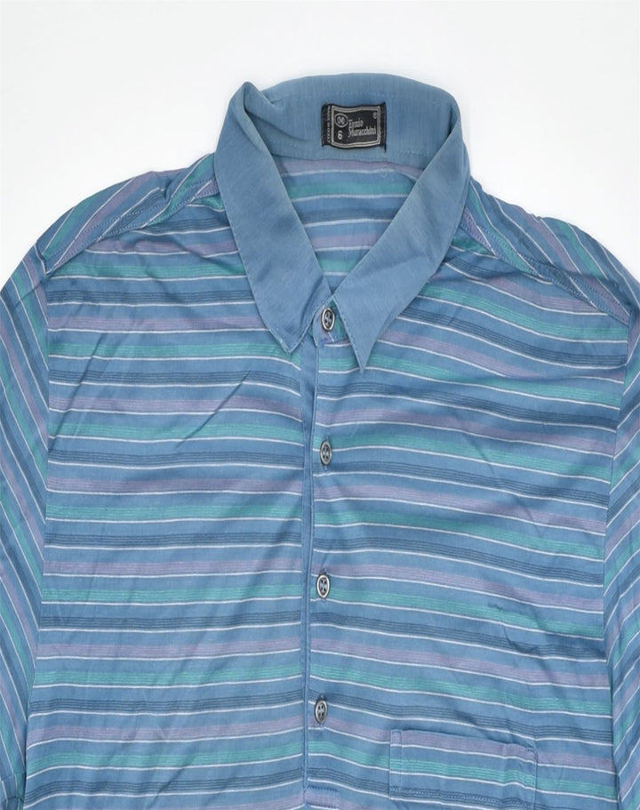 ENNIO MURACCHINI Mens Polo Shirt XL Blue Striped Cotton | Vintage | Thrift | Second-Hand | Used Clothing | Messina Hembry 