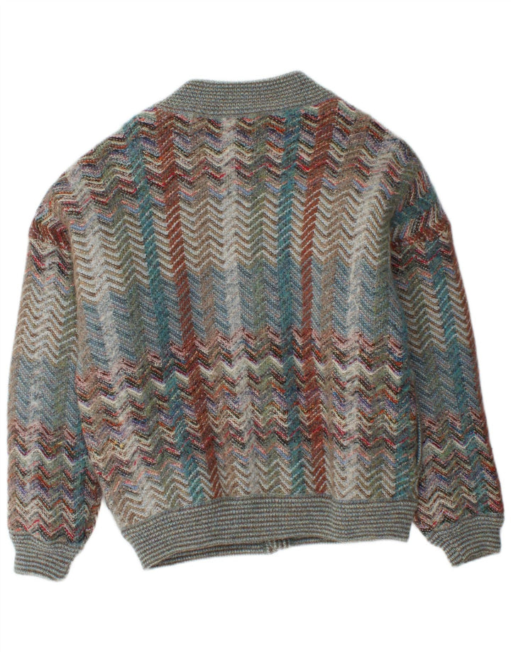 Vintage Ανδρικό πλεκτό μπουφάν Bomber IT 50 Μεγάλο πολύχρωμο μαλλί Chevron