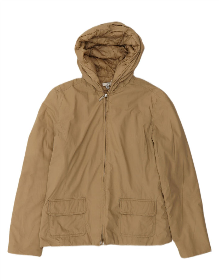 Zara Γυναικείο Bomber Jacket με κουκούλα UK 14 Medium Beige Polyester