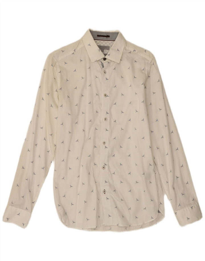 Ted Baker Ανδρικό πουκάμισο Abstract Pattern Μέγεθος 2 Μικρό λευκό βαμβακερό