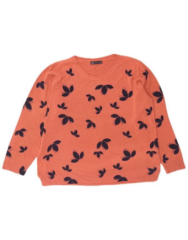 Marks & Spencer Γυναικείο πουλόβερ με λαιμόκοψη UK 22 3XL Pink Floral