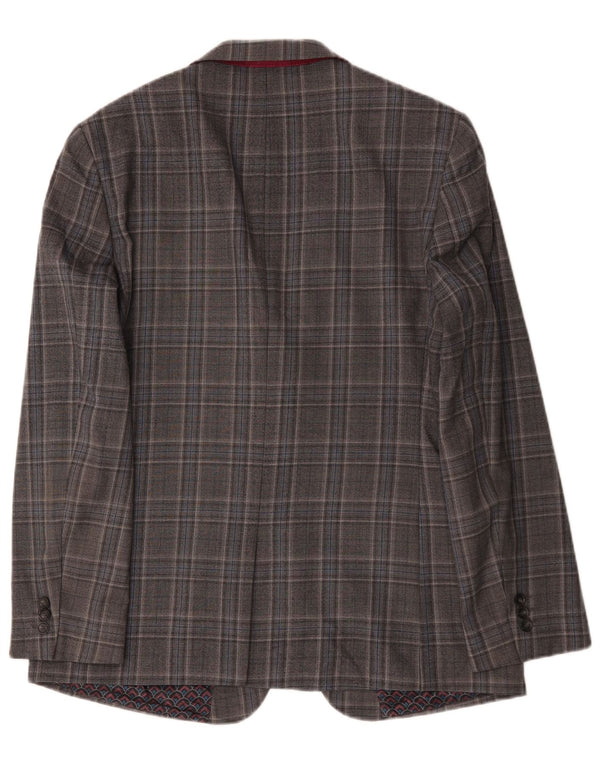Ted Baker Ανδρικό σακάκι σακάκι με 2 κουμπιά UK 44 2XL Grey Check Wool