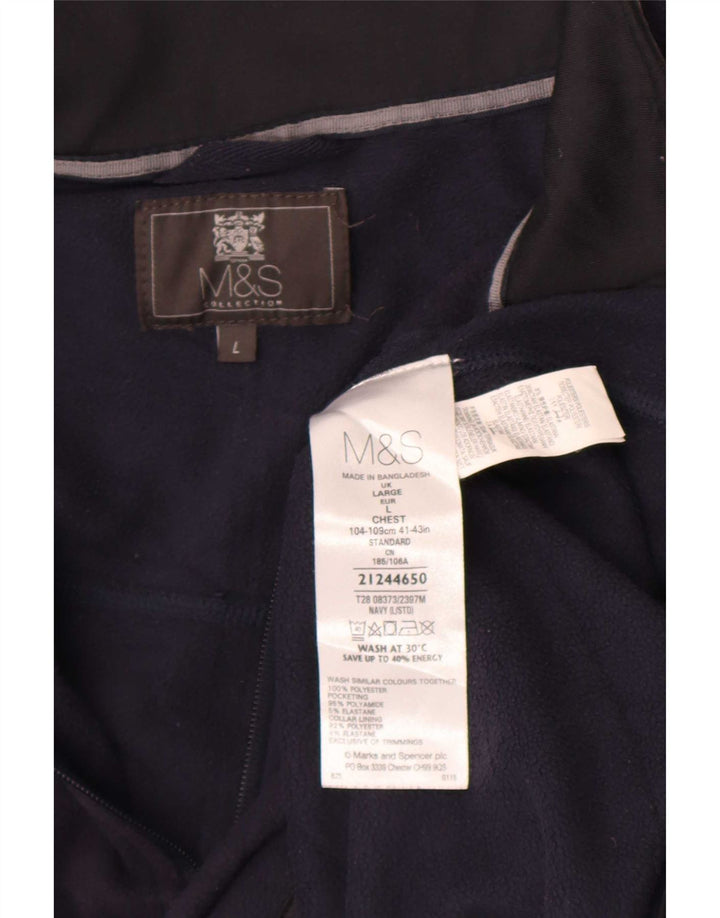 Marks & Spencer Mens Fleece Jumper Large Navy Blue Polyester
