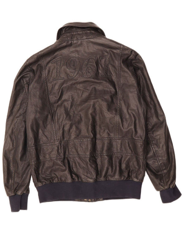 AERONAUTICA MILITARE Γυναικείο γραφικό μπουφάν IT 42 Μεσαίο μαύρο δέρμα