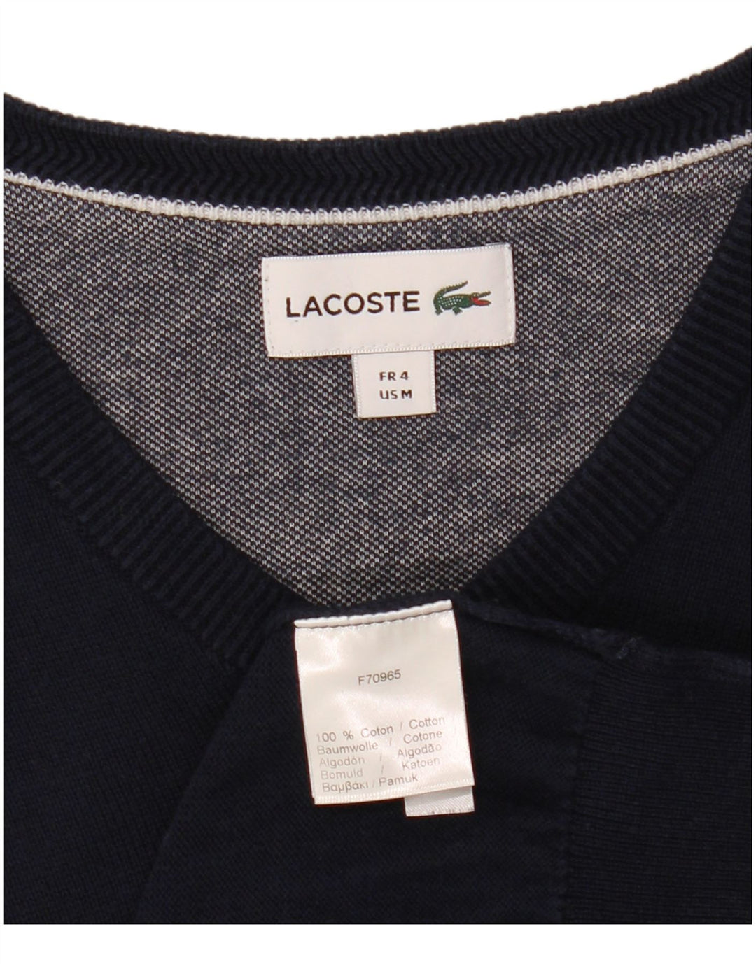 LACOSTE Ανδρικό πουλόβερ με λαιμόκοψη σε σχήμα V, μέγεθος 4, μεσαίο μπλε βαμβακερό