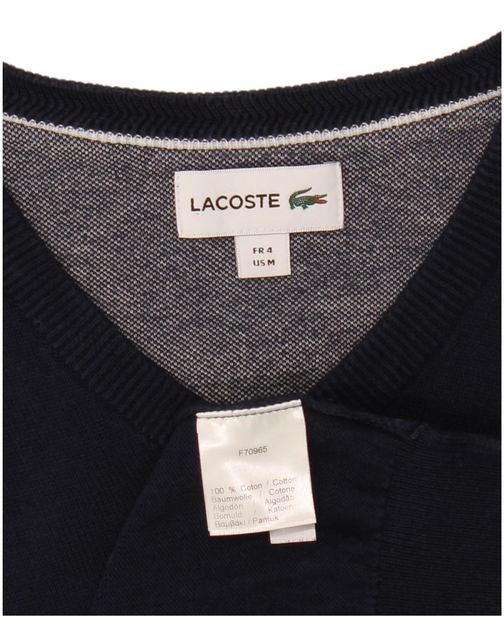 LACOSTE Ανδρικό πουλόβερ με λαιμόκοψη σε σχήμα V, μέγεθος 4, μεσαίο μπλε βαμβακερό