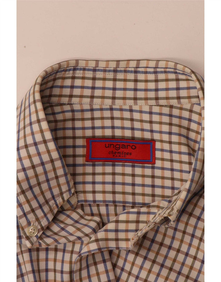 Ungaro Ανδρικό πουκάμισο Classic Fit XL Μπέζ Check