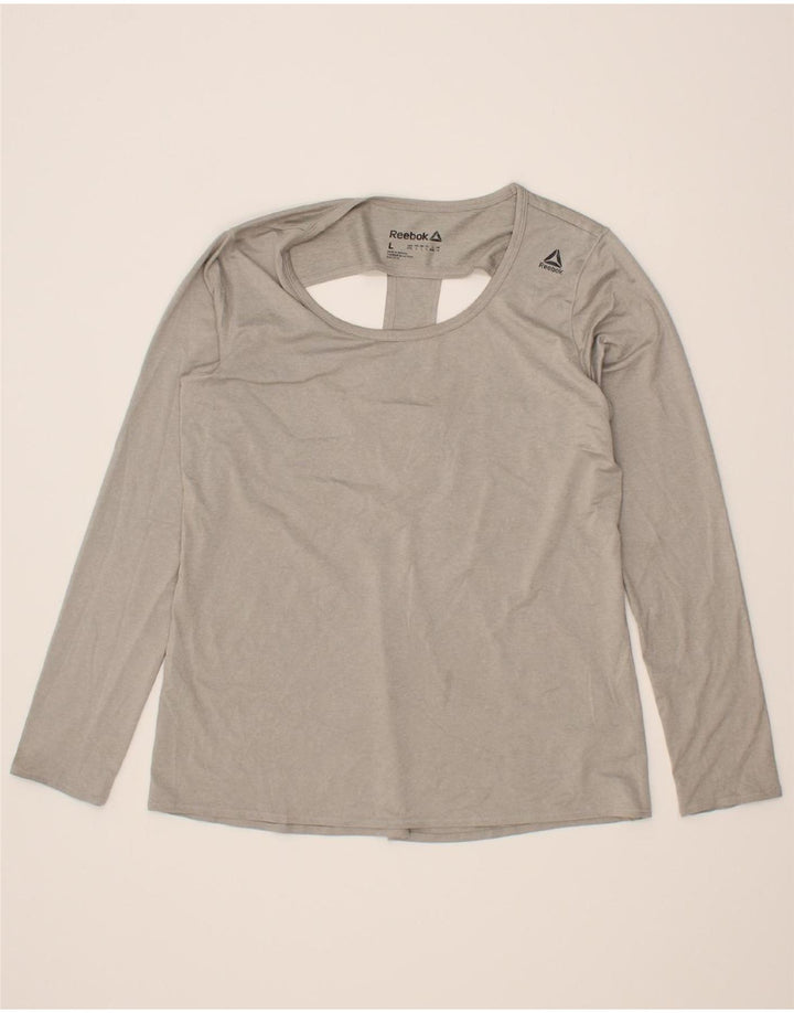 REEBOK Womens Top Long Sleeve UK 14 Medium  Beige Polyester Vintage Reebok and Second-Hand Reebok from Messina Hembry 