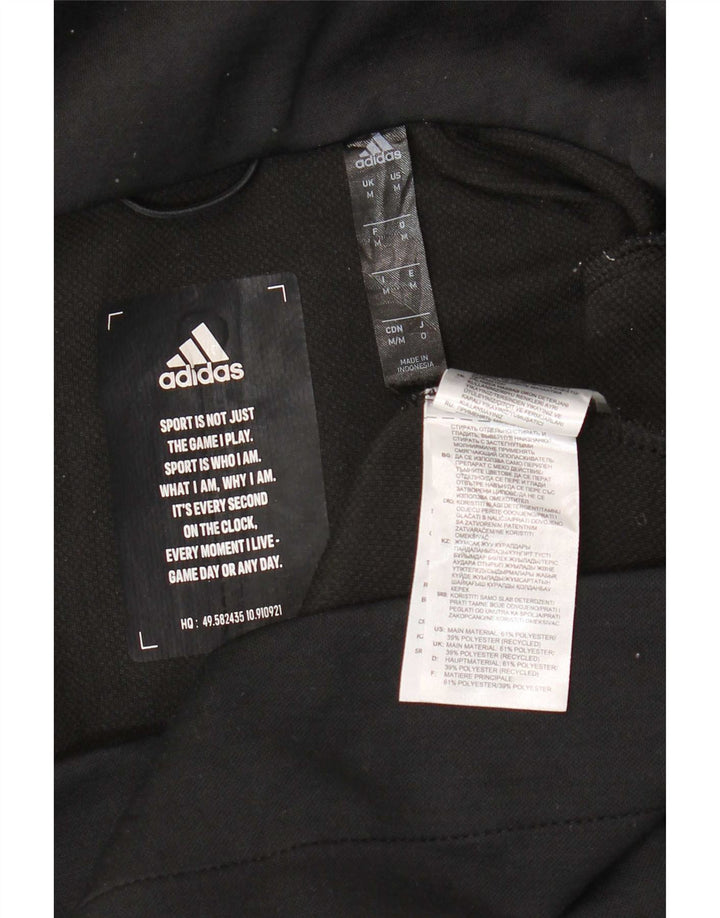 Ανδρικό πουλόβερ Adidas με φερμουάρ με κουκούλα από μεσαίο μαύρο πολυεστέρα