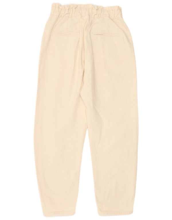 Γυναικεία Zara τζιν με ψηλόμεσο κωνικό EU 36 XS W26 L25 Beige βαμβακερό