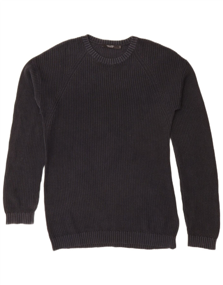 JACK & JONES Ανδρικό πουλόβερ με λαιμόκοψη μεσαίου μπλε βαμβακερό