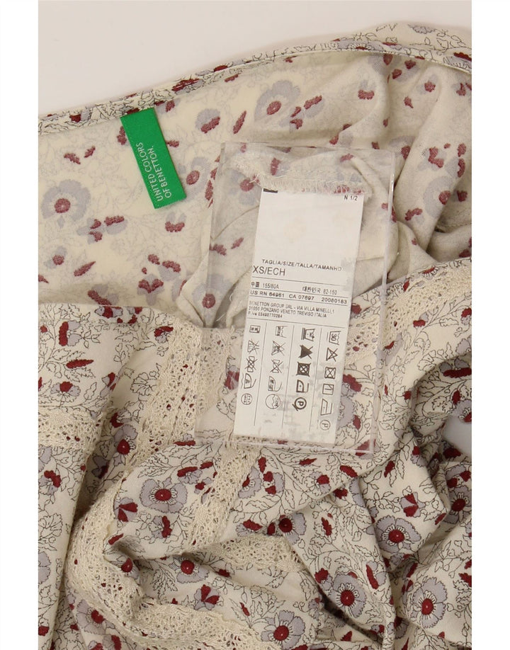 Γυναικείο φόρεμα BENETTON A-Line UK 6 XS Off White Floral Viscose