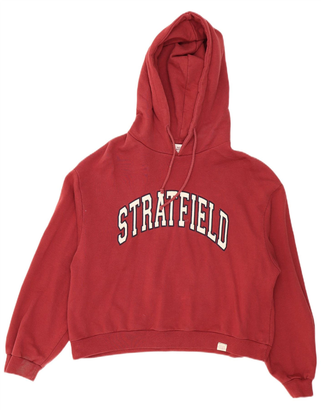 Pull & Bear Γυναικείο υπερμεγέθη Crop Graphic Hoodie Jumper UK 14 Medium Red