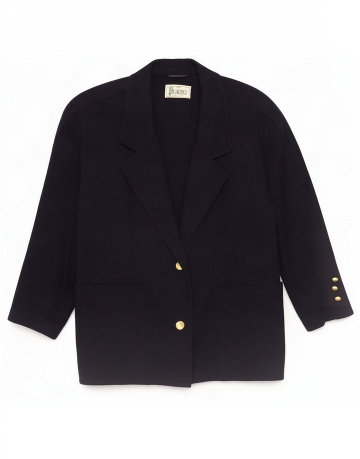 Herno Γυναικείο Μπουφάν Blazer με 2 Κουμπιά IT 44 Medium Navy Blue Wool