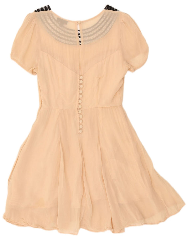 Topshop Γυναικείο φόρεμα A-Line UK 8 Small Beige ριγέ βισκόζη
