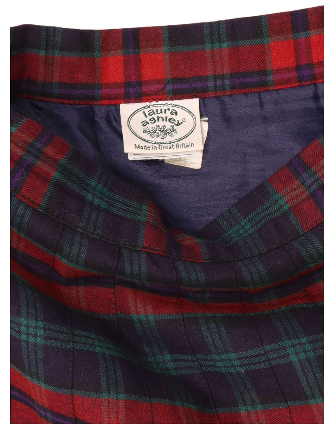 LAURA ASHLEY Γυναικεία ψηλόμεση πλισέ φούστα W26 Small Navy Blue καρό