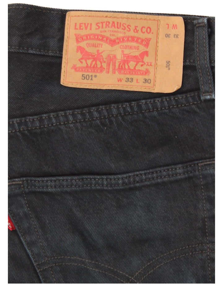 Levi's Mens 501 Straight Jeans W33 L30 Μαύρο Βαμβακερό