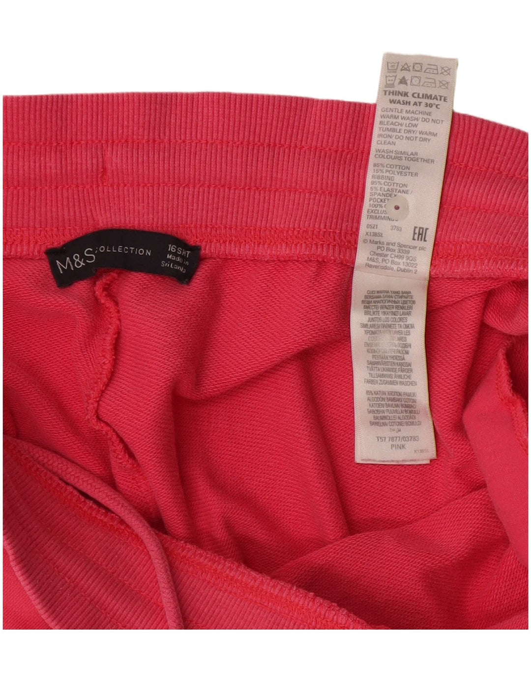 MARKS & SPENCER Γυναικεία αθλητική φόρμα παντελόνι Joggers UK 16 μεγάλο ροζ βαμβακερό