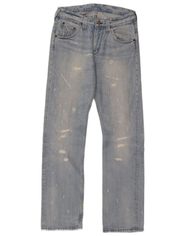 Lee Womens Clark Distressed Straight Jeans W29 L32 Blue Cotton