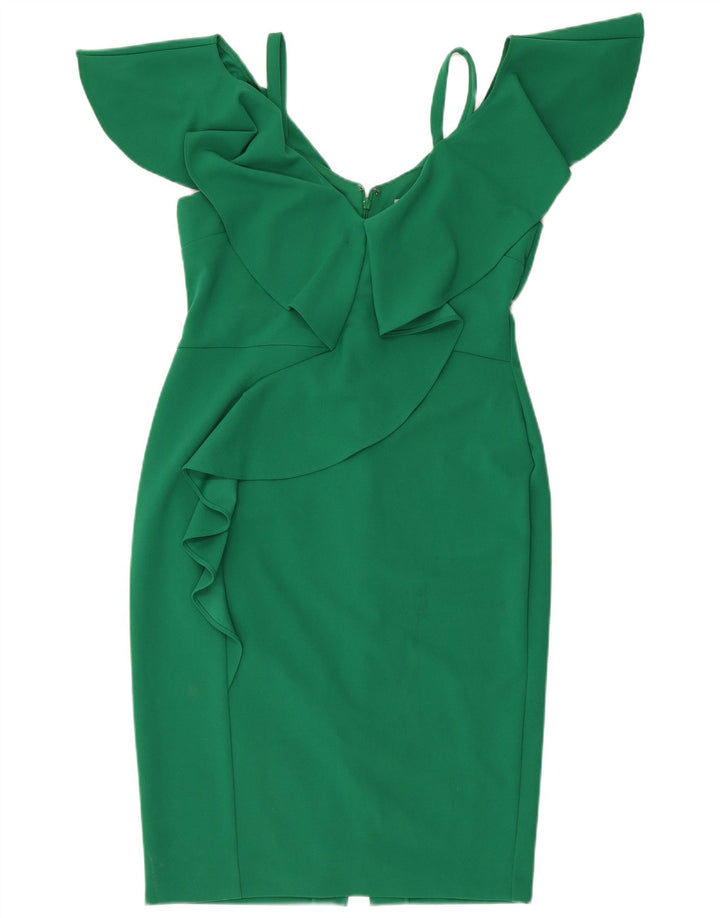 Γυναικείο φόρεμα Coast Ruffle μπροστά Bodycon UK 14 Μεσαίο πράσινο πολυεστέρας