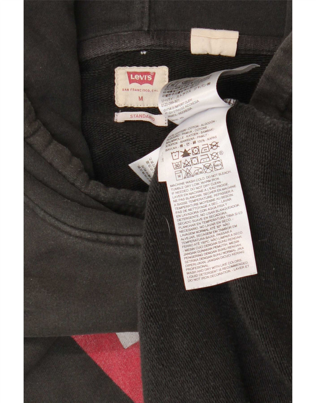 Ανδρικό Levi's Standard Graphic Hoodie Jumper Μεσαίο μαύρο βαμβακερό