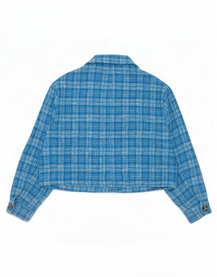 Zara Γυναικείο Bomber Jacket UK 18 XL Μπλε καρό πολυεστέρα