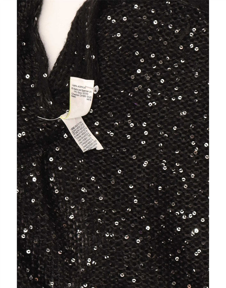 Marks & Spencer Γυναικείο Poncho Jumper One Size Black Flecked Acrylic