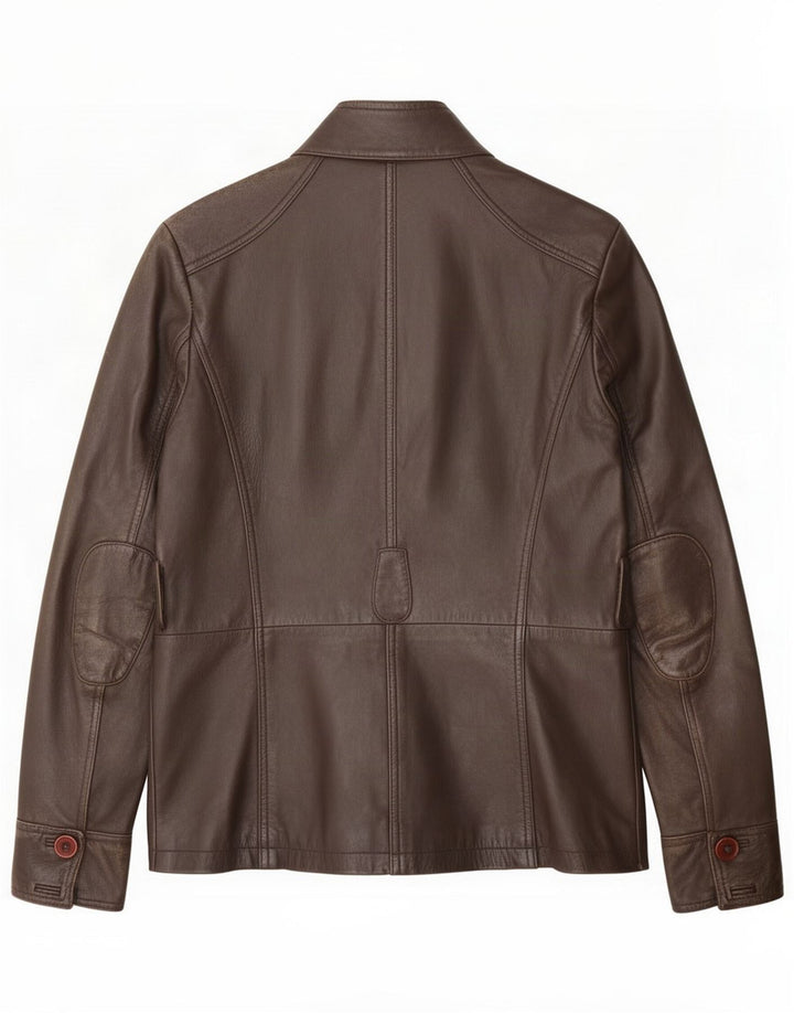 Chyston Womens Leather Utility Jacket UK 12 Medium Brown