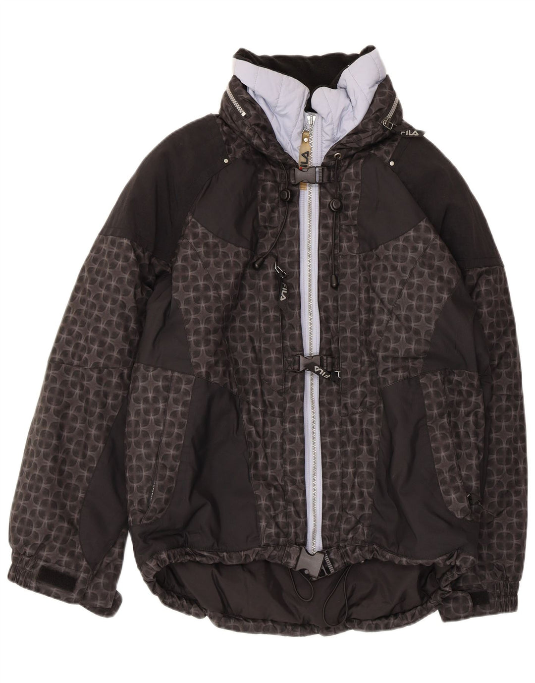 Γυναικείο μπουφάν FILA με κουκούλα US 6 Medium Black Geometric