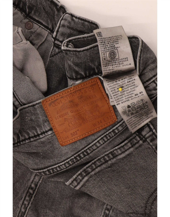 Levi's Mens 502 Tapered Jeans W34 L32 Γκρι βαμβακερό